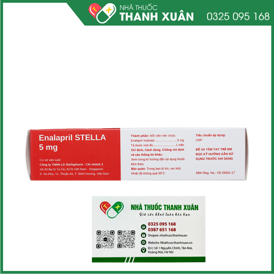 Enalapril Stella 5 mg điều trị tăng huyết áp, suy tim sung huyết